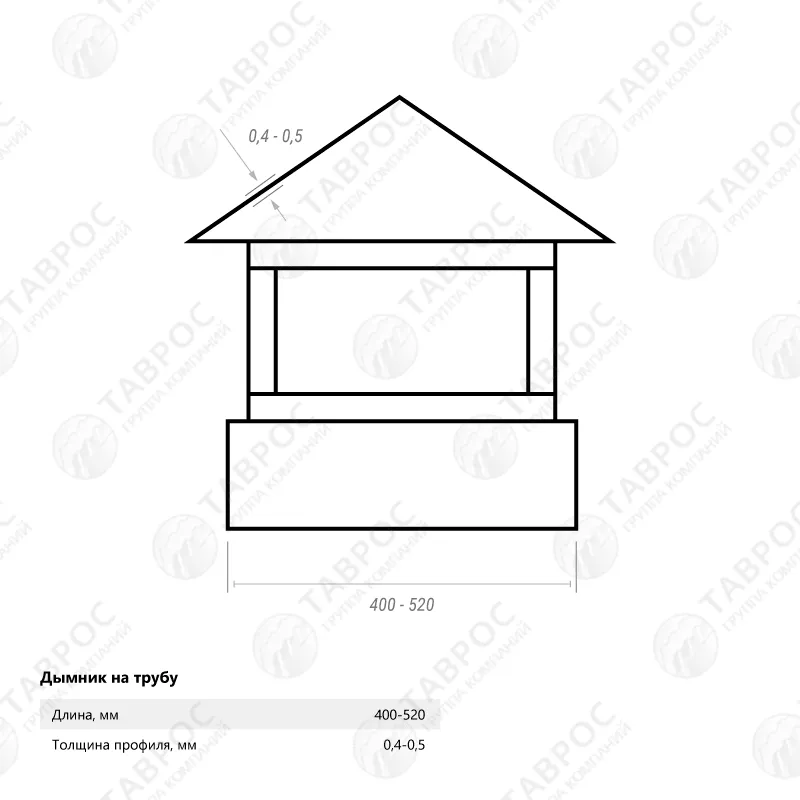 Дымник на трубу Гладкий полиэстер RAL 6005 (Зелёный мох) 520*520